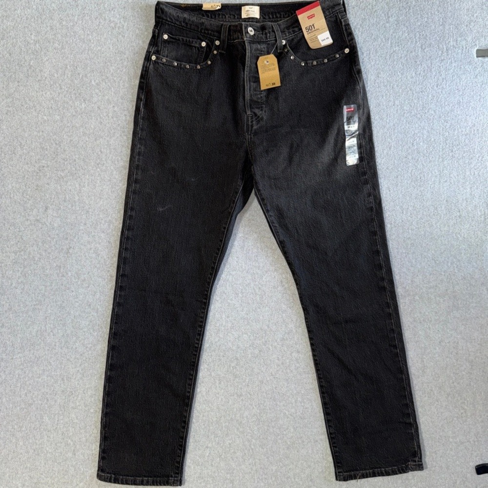 Levi’s 501 Original Studded Pocket Black Jeans 32x30 Goth Grunge Western Denim